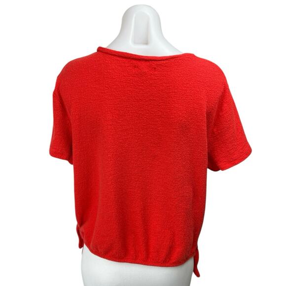 Madewell Modern Side-Tie Women's Red Short Sleeve Crew Neck Blouse Shirt Top XL - Picture 2 of 4